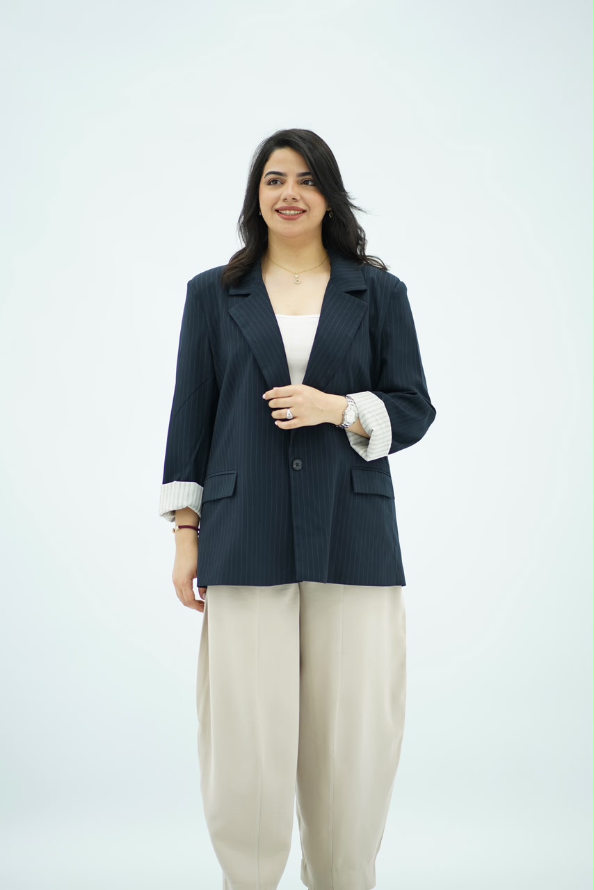 Veste oversize Bleu Nuit Rayé