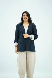 Veste oversize Bleu Nuit Rayé