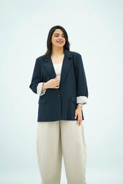 Veste oversize Bleu Nuit Rayé