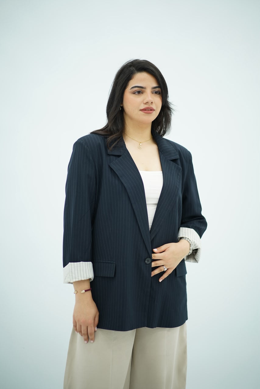 Veste oversize Bleu Nuit Rayé