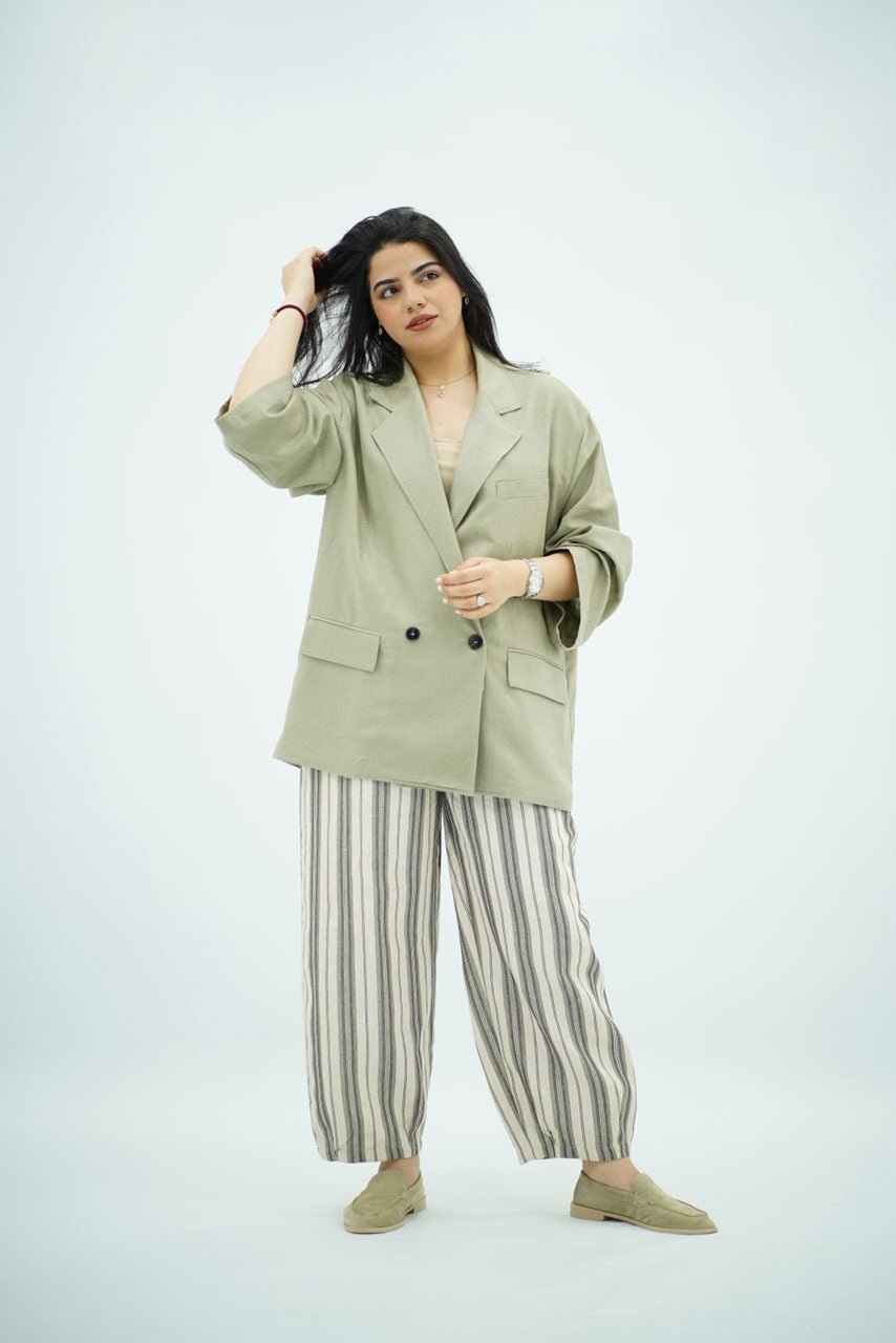 Blazer en Lin Oversize Vert Eau