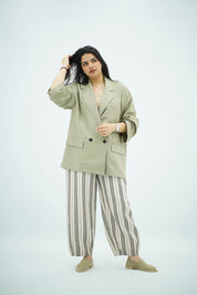 Blazer en Lin Oversize Vert Eau