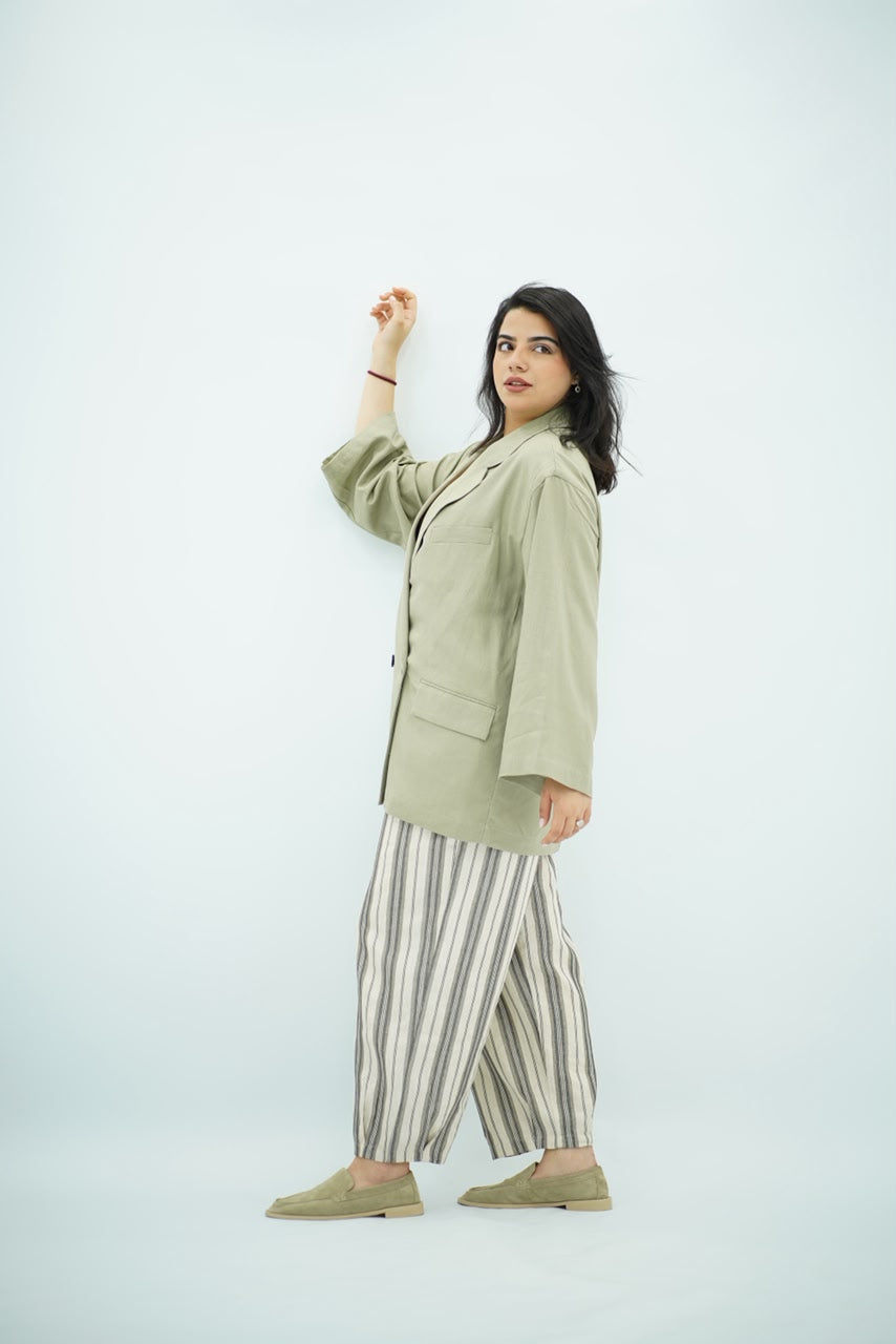 Blazer en Lin Oversize Vert Eau