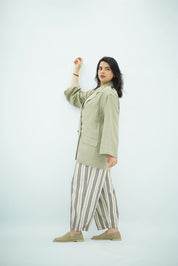 Blazer en Lin Oversize Vert Eau