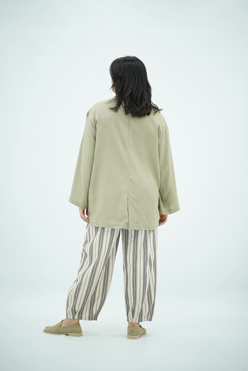 Blazer en Lin Oversize Vert Eau