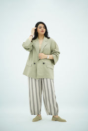 Blazer en Lin Oversize Vert Eau