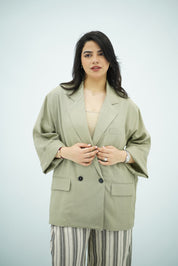 Blazer en Lin Oversize Vert Eau