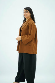 Blazer en Lin Oversize Marron Chocolat