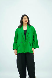 Blazer en Lin Oversize Vert Émeraude