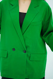Blazer en Lin Oversize Vert Émeraude