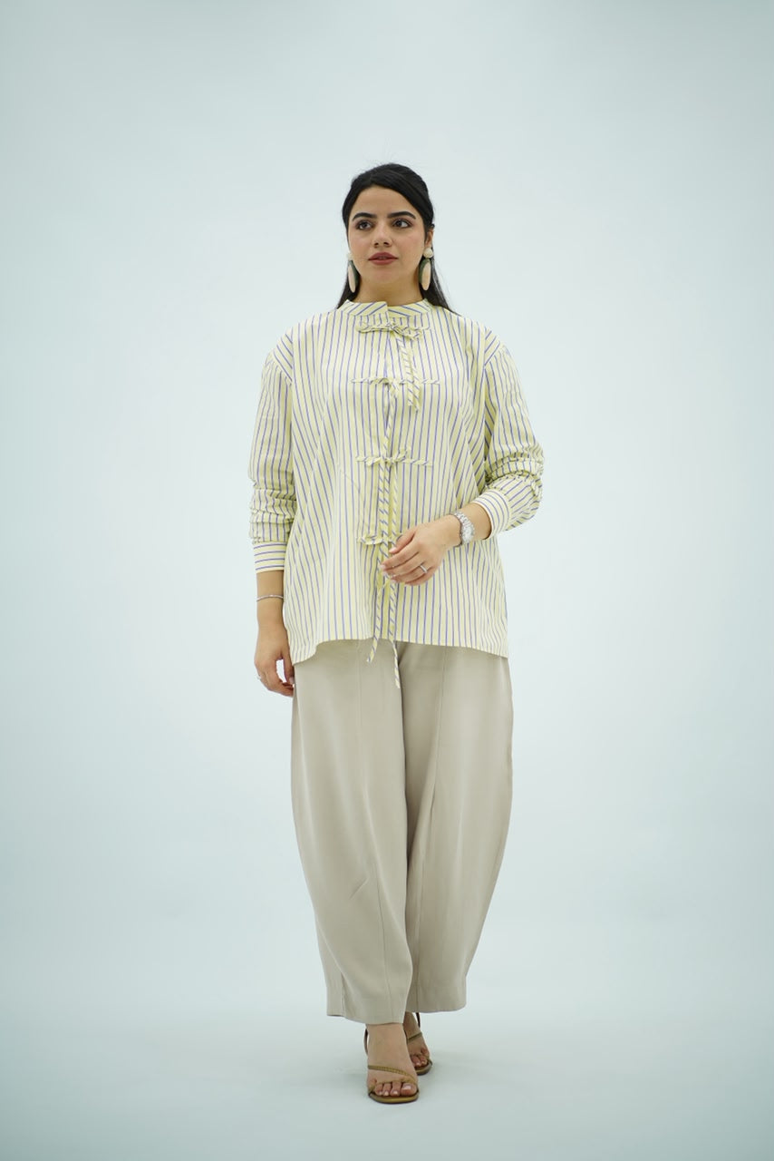 Chemise Jaune Rayée Bleu