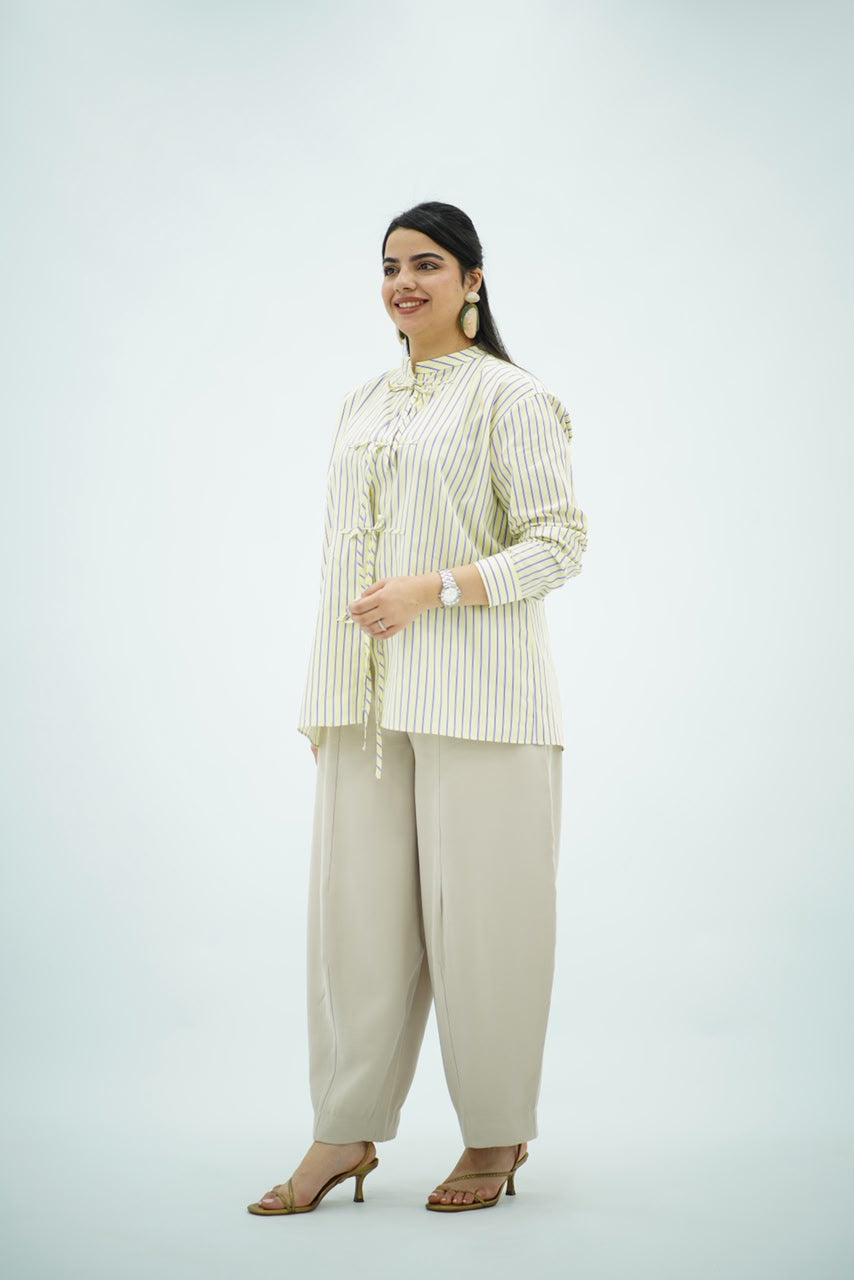 Chemise Jaune Rayée Bleu