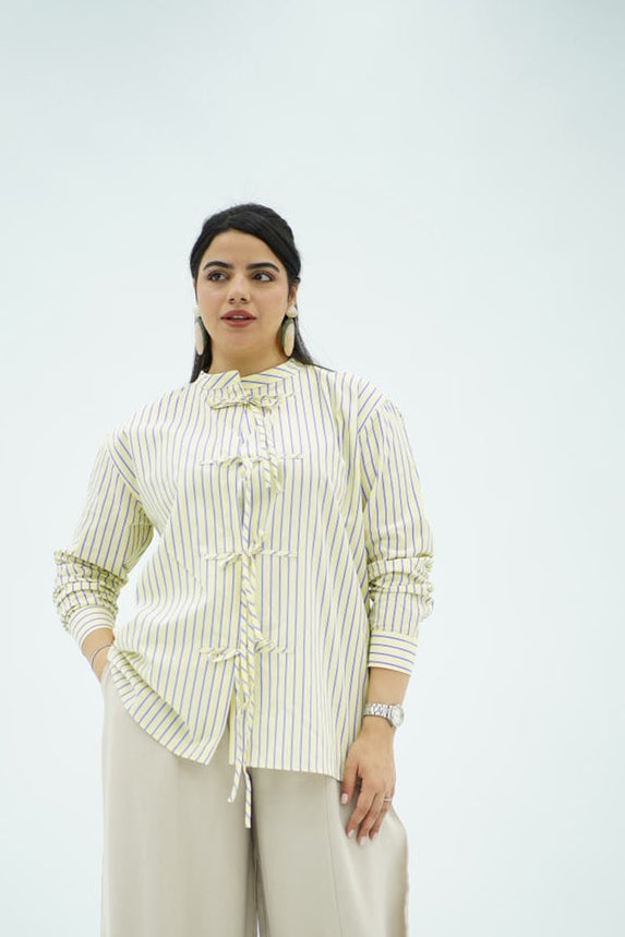 Chemise Jaune Rayée Bleu
