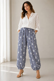 Pantalon Ballon Vichy Brodé