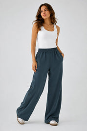 Pantalons Jogging Wide Leg à Boutons Pression