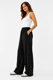Pantalons Jogging Wide Leg à Boutons Pression