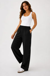 Pantalons Jogging Wide Leg à Boutons Pression