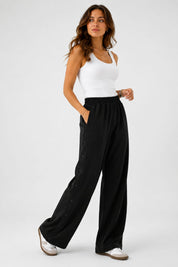 Pantalons Jogging Wide Leg à Boutons Pression