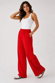 Pantalons Jogging Wide Leg à Boutons Pression