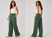 Pantalons Jogging Wide Leg à Boutons Pression