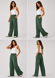 Pantalons Jogging Wide Leg à Boutons Pression
