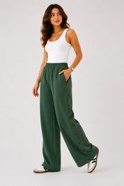 Pantalons Jogging Wide Leg à Boutons Pression