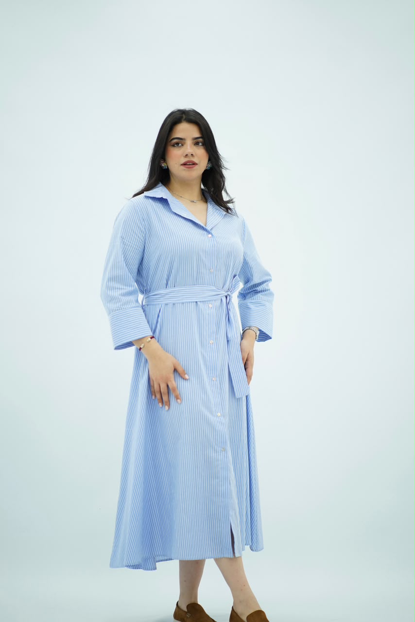 Robe Chemise Ajustée Azur