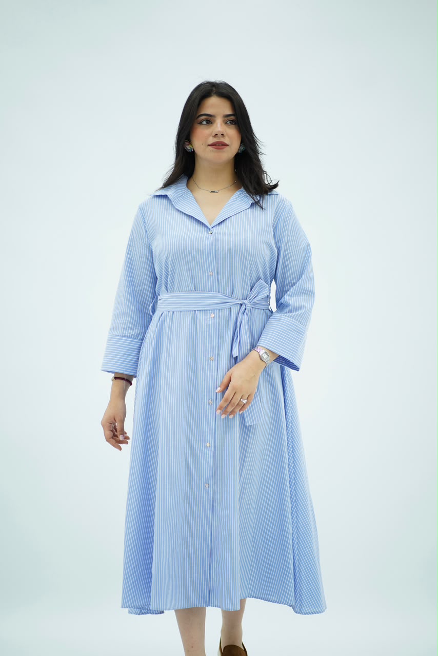 Robe Chemise Ajustée Azur