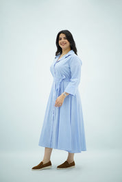 Robe Chemise Ajustée Azur