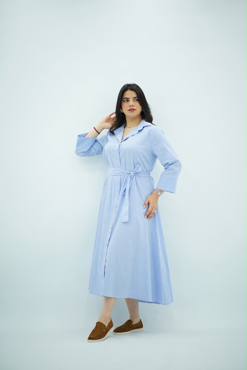 Robe Chemise Ajustée Azur