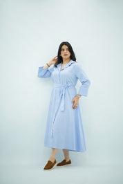 Robe Chemise Ajustée Azur