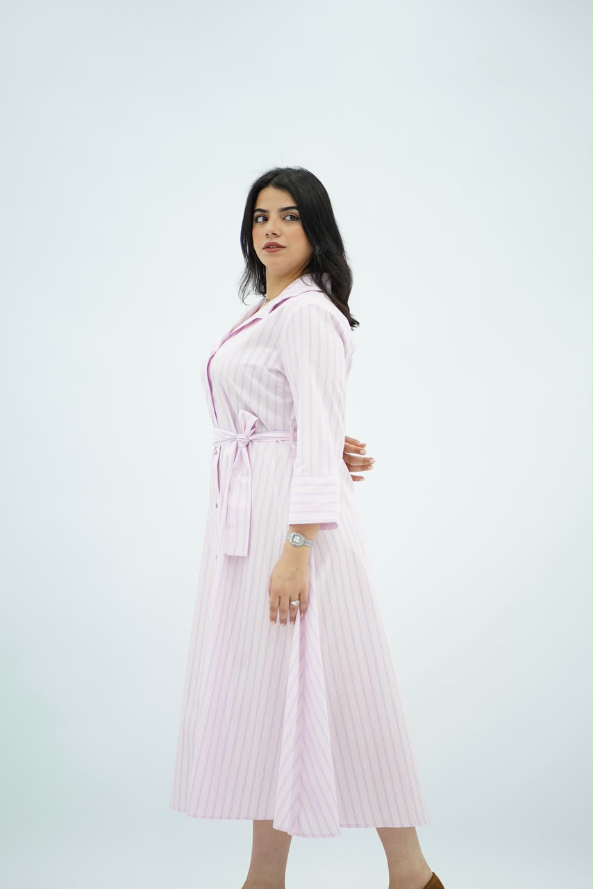 Robe Midi Évasée Rose Doux – Style Riviera