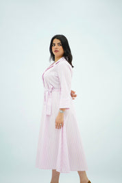 Robe Midi Évasée Rose Doux – Style Riviera