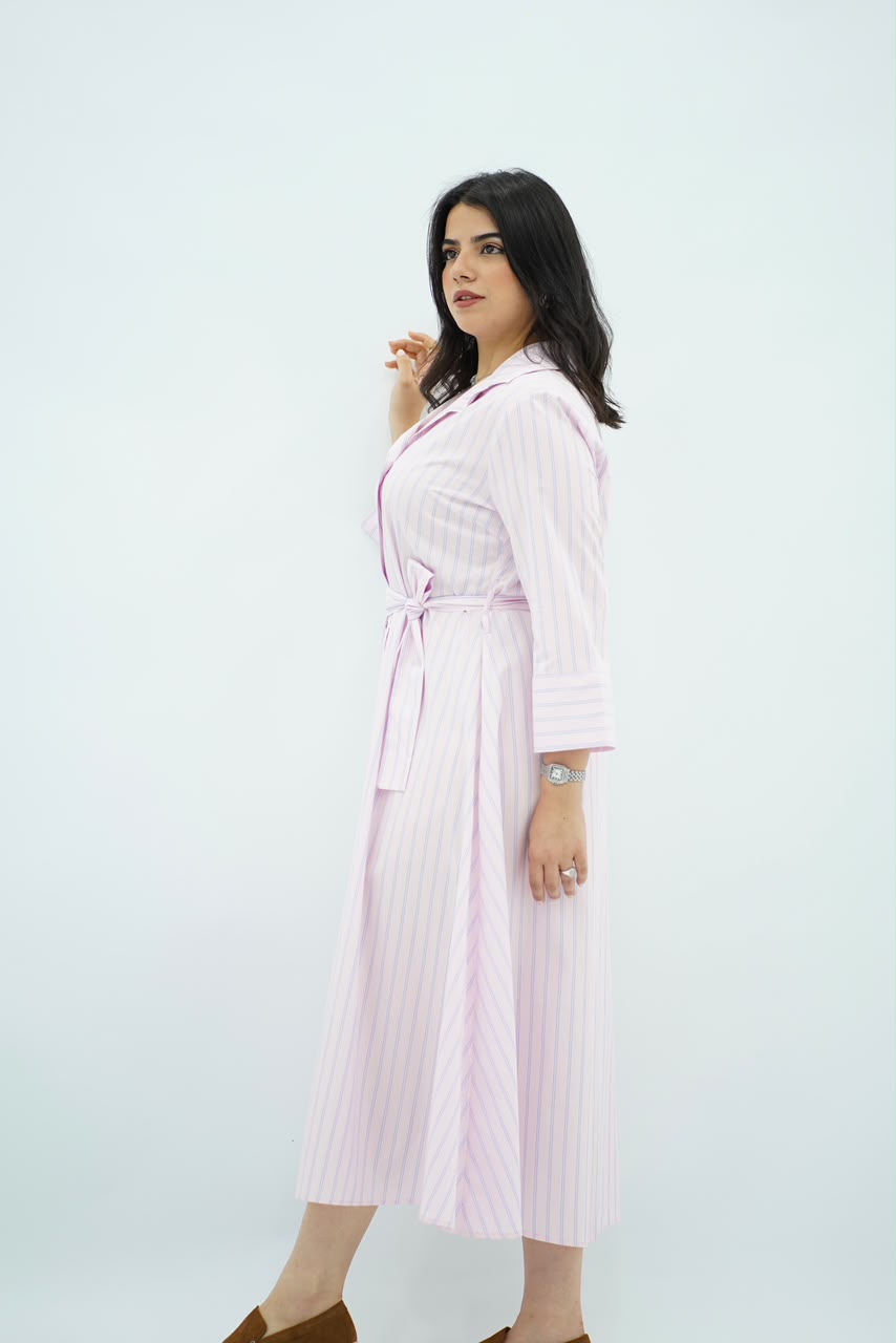 Robe Midi Évasée Rose Doux – Style Riviera