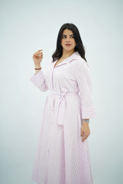 Robe Midi Évasée Rose Doux – Style Riviera