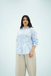 Chemise Fluide à Fines Rayures et Broderies Fleurs
