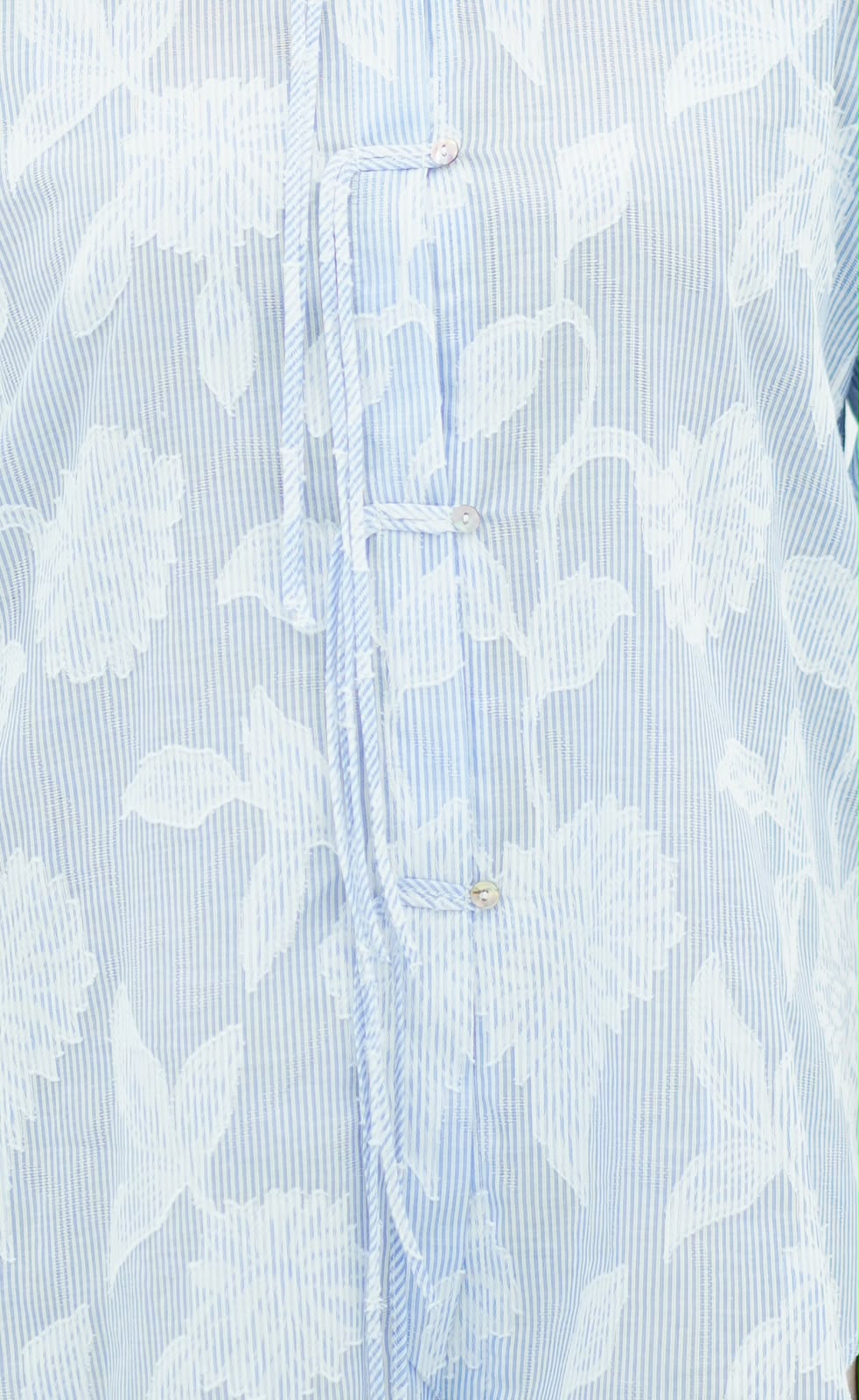 Chemise Fluide à Fines Rayures et Broderies Fleurs