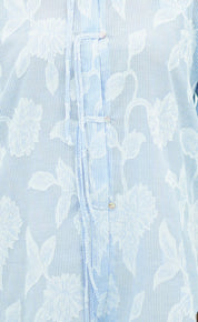 Chemise Fluide à Fines Rayures et Broderies Fleurs