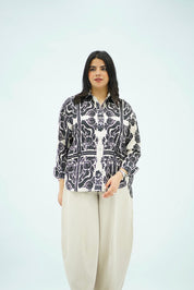 Chemise Casual en Soie Art Déco Graphique