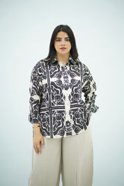 Chemise Casual en Soie Art Déco Graphique
