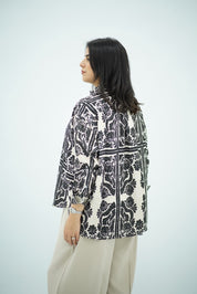 Chemise Casual en Soie Art Déco Graphique