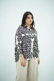 Chemise Casual en Soie Art Déco Graphique