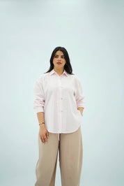Chemise Oversize Rose Poudré avec Détail Cordon
