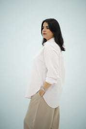 Chemise Oversize Rose Poudré avec Détail Cordon
