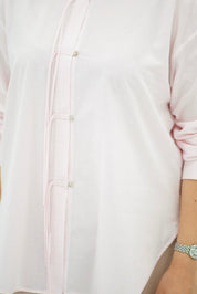 Chemise Oversize Rose Poudré avec Détail Cordon