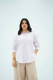 Chemise Oversize Mauve clair avec Détail Cordon