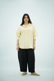 Chemise Oversize Jaune Vanille à Fines Rayures