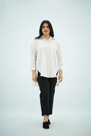 Chemise Longue Rayée en Lin