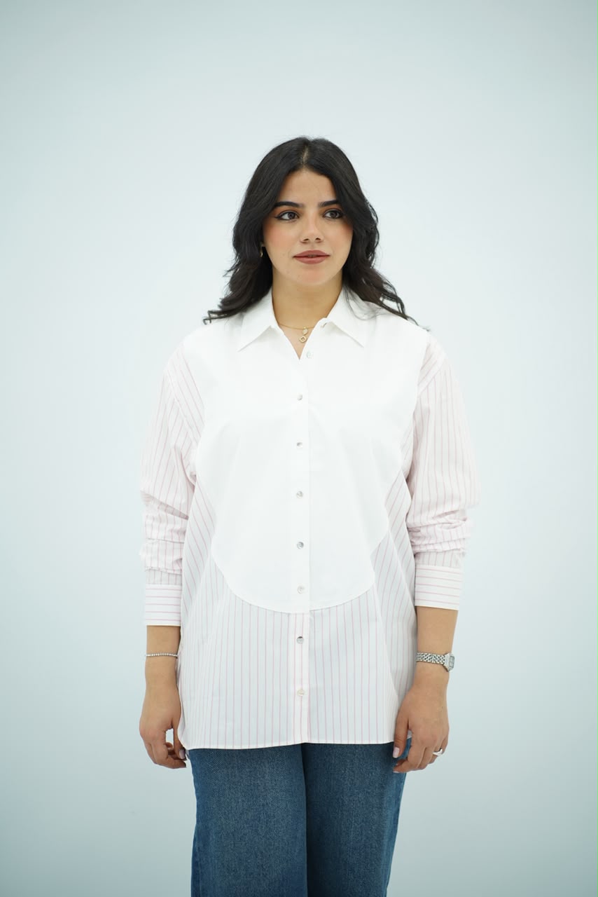 Chemise en Popeline - Rayé en rose
