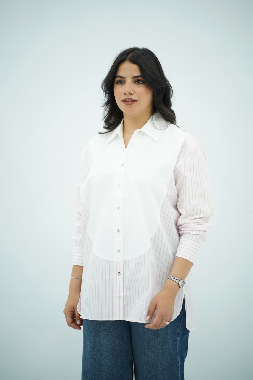 Chemise en Popeline - Rayé en rose